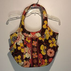 Vera Bradley- Buttercup Print Quilted 100% Cotton Bucket Tote Bag Magnetic Close